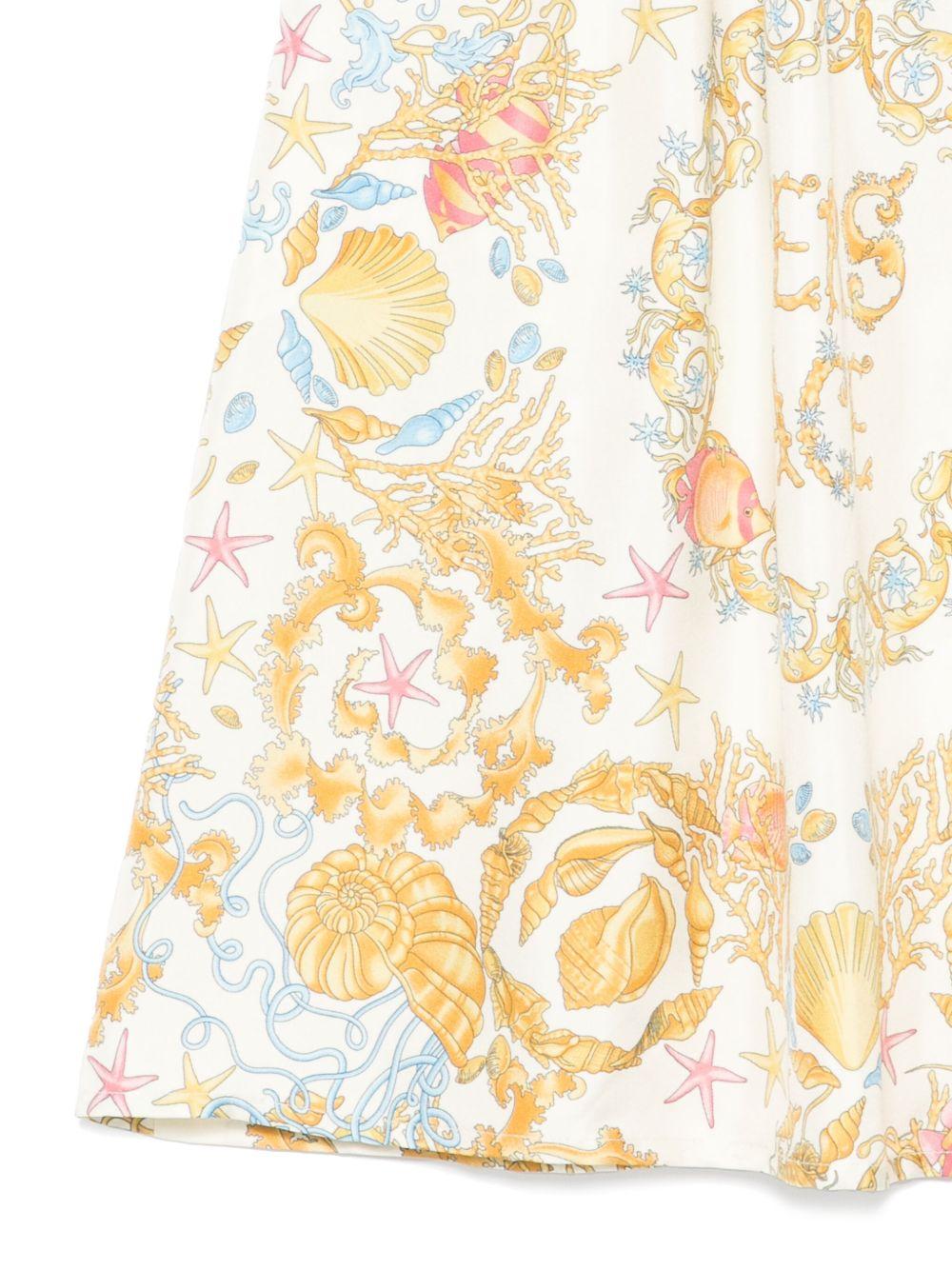 Gonna per bambina Versace Kids beige in seta con stampa grafica 10210971A15237 5K640 VERSACE KIDS 
