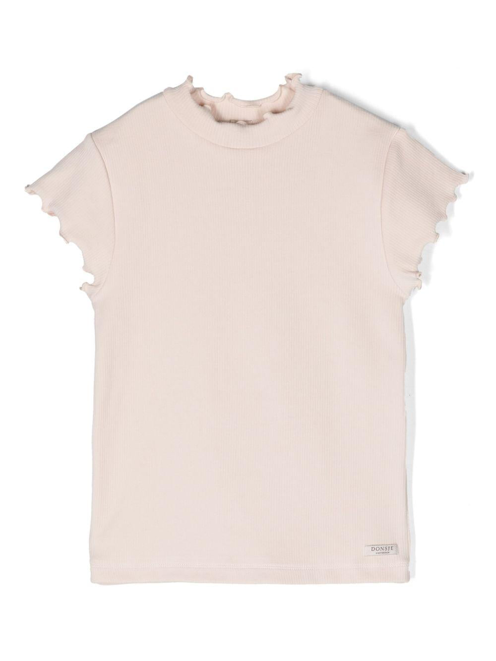 T-shirt per bambina Donsje rosa cipria a coste 4075000 00009 DONSJE 