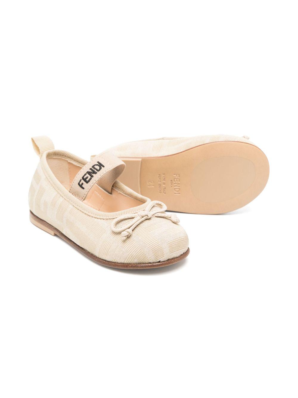 Ballerina per bambina Fendi Kids beige con monogramma FF all-over JFR377 AOTC F1R7I FENDI KIDS 