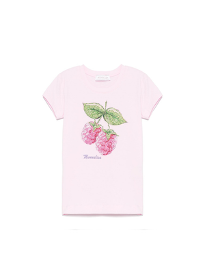 Monnalisa pink rhinestone crew neck T-shirt for girls