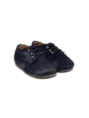 Eli1957 blue fur first steps shoes for newborns with laces