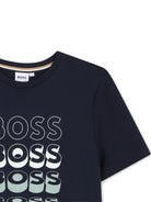T-shirt per bambino Boss Kids blu con stampa grafica J52982 849 BOSS KIDS 