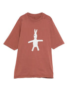 T-shirt Jumbo per bambino Rick Owens Kids marrone con stampa grafica coniglio sul davanti BG02E5274 RNEP8P 1311 RICK OWENS KIDS 