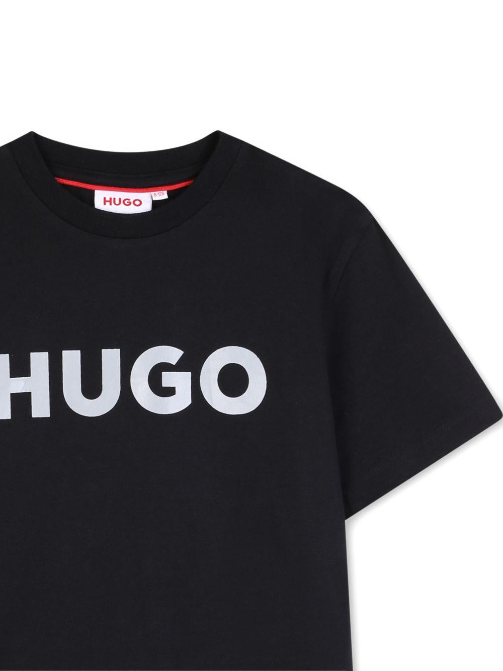 T-shirt per bambino Hugo Kids nera con logo a contrasto G01016 09B Hugo 