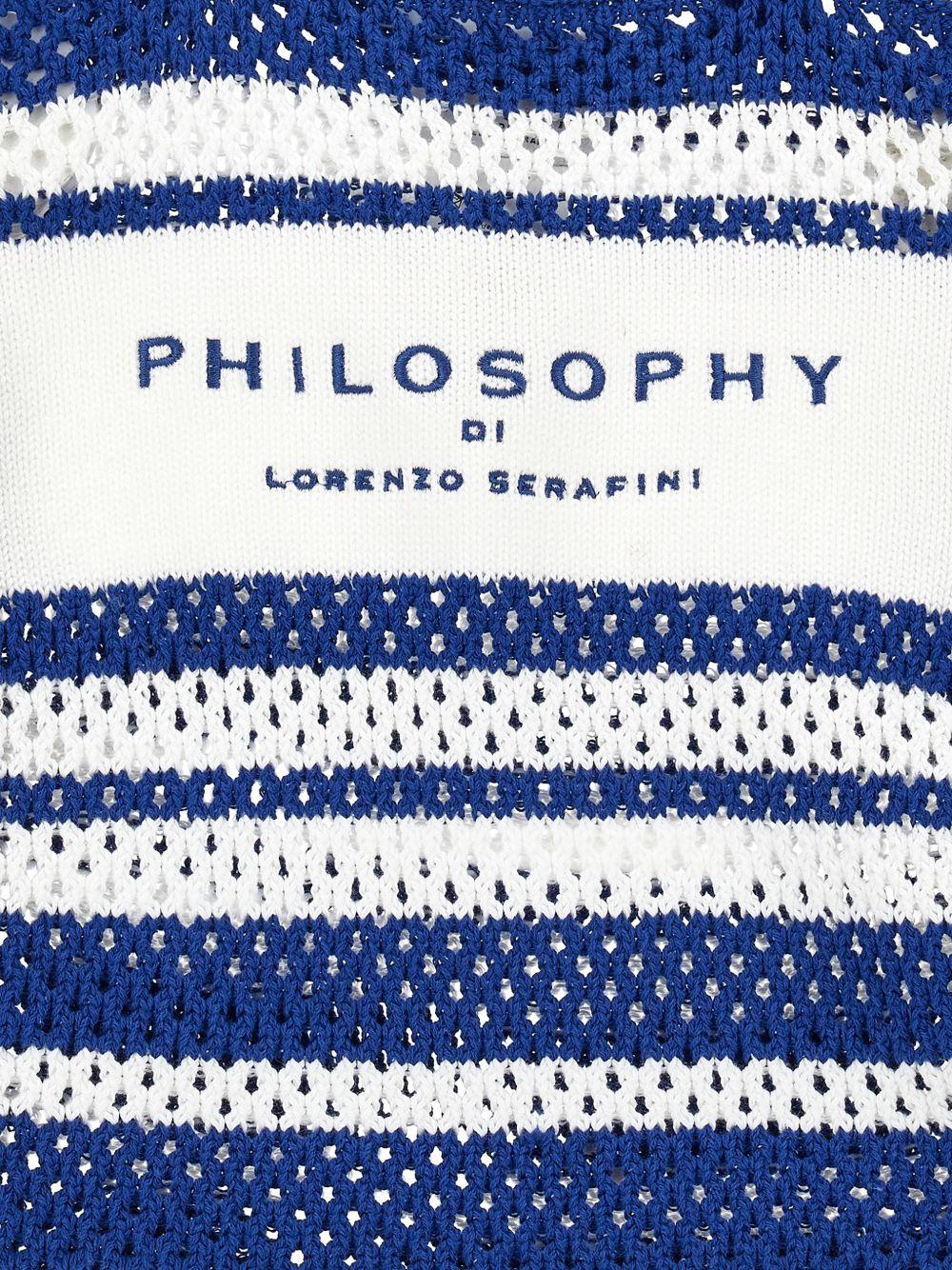 Borsa tote per bambina Philosophy di Lorenzo Serafini Kids blu con design a righe I9G002 7030 0156 PHILOSOPHY 