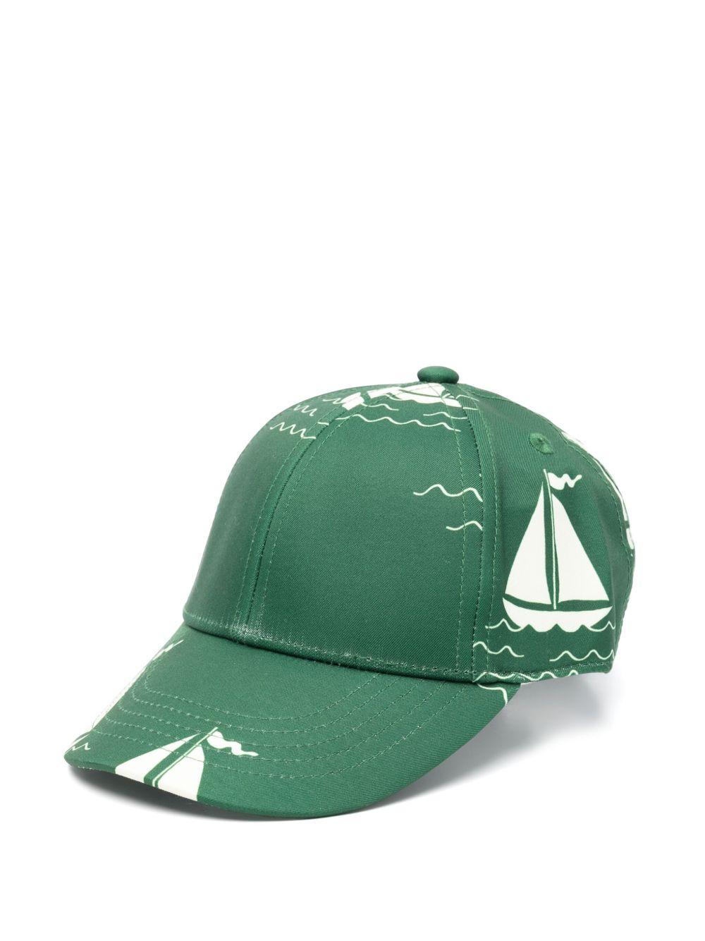 Cappello da baseball per bambino Mini Rodini Sailing Boats verde con stampa all-over 2526512275 GREEN MINI RODINI 