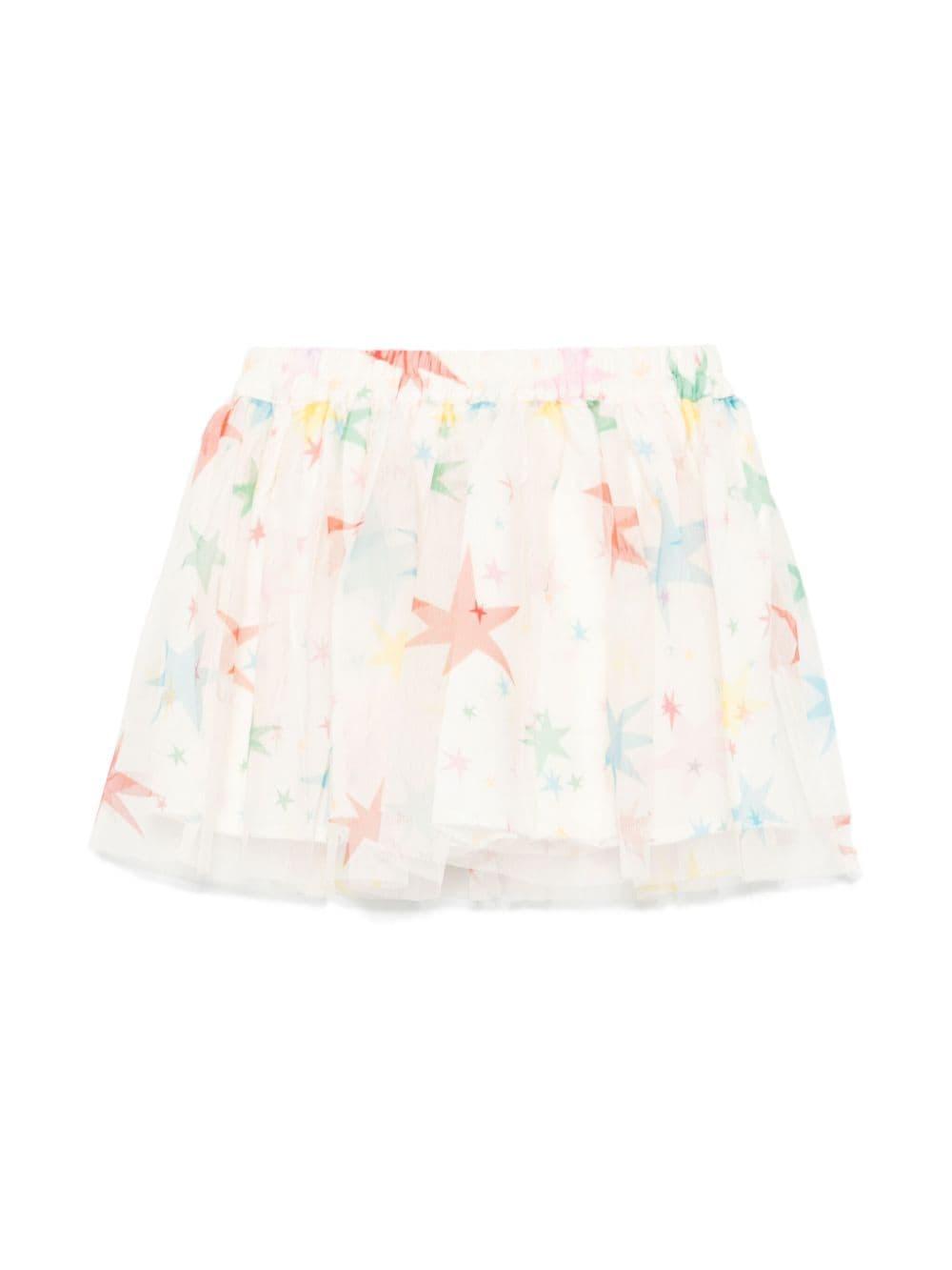 Gonna per bambina Stella McCartney Kids beige chiaro con stampa all-over in tulle TV7B01 Z2089 186MC STELLA McCARTNEY KIDS 