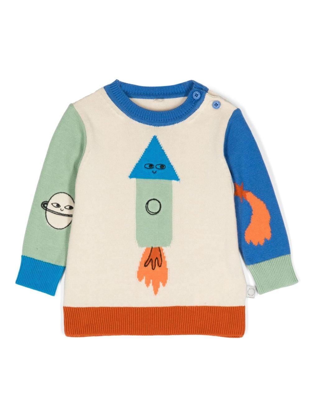 Maglione con ricamo per neonato Stella McCartney Kids bianco con girocollo TV9500 Z2326 999 STELLA McCARTNEY KIDS 