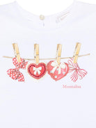 T-shirt per neonata Monnalisa bianco con stampa fiocco sul davanti 39E618 5011 0099 MONNALISA 