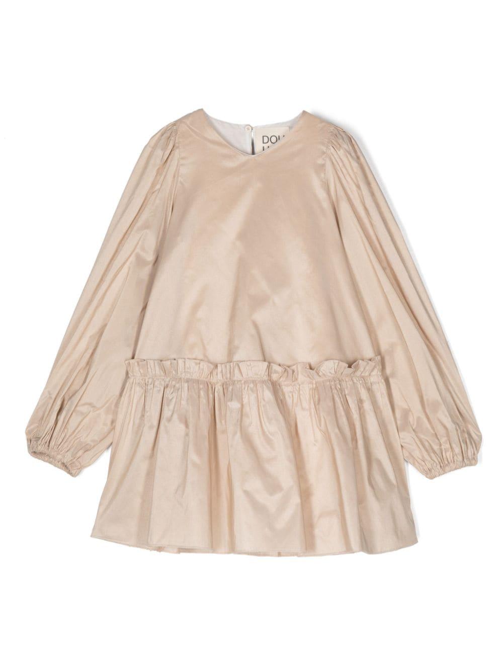 Abito corto per bambina Douuod Kids beige con ruches DV1B00 S0186 165 DOUUOD 