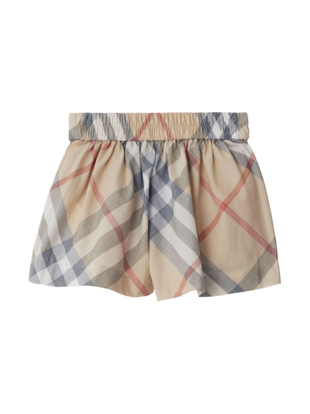 Shorts a quadri per neonata Burberry Kids beige con taglio straight 8089751 A2205 BURBERRY KIDS 