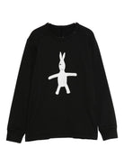 Felpa per bambino Rick Owens Kids nera con stampa grafica coniglio sul davanti BG02E5266 RNEP8P 0911 RICK OWENS KIDS 