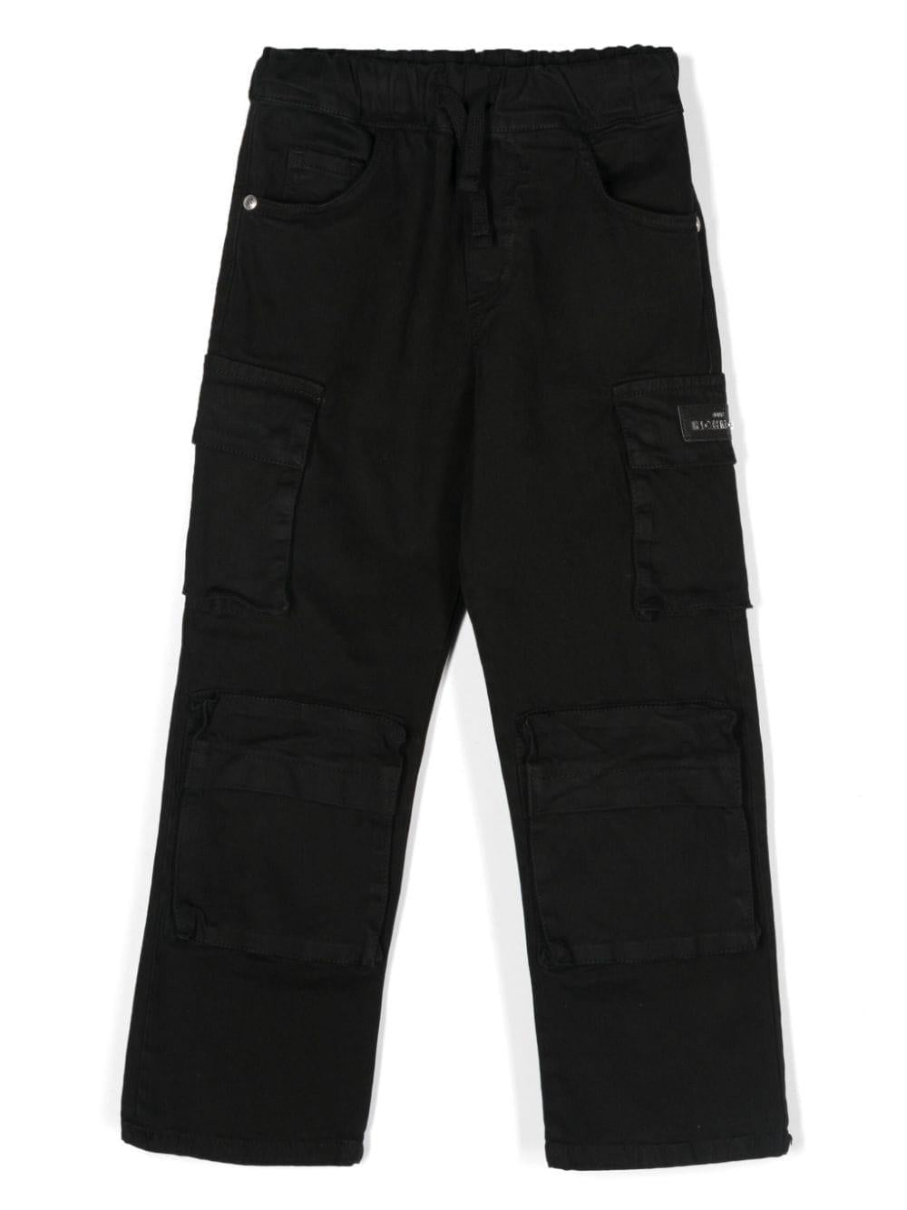 Cargo nero per bambino in twill ondulato John Richmond Junior RBA24160PA BLACK JOHN RICHMOND JUNIOR 