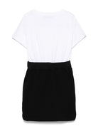 Abito per bambina Balmain Kids bianco e nero con due tasche laterali BW1B81 Z0081 930BC BALMAIN KIDS 