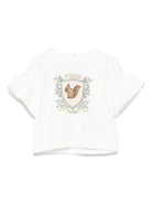 T-shirt per neonata Fendi Kids bianco con stampa sul davanti e maniche con ruches BFI162 ST8 F0TU9 FENDI KIDS 