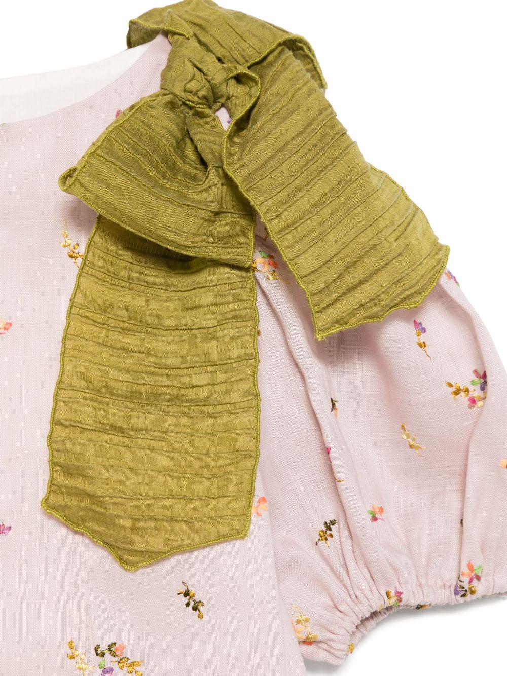 Top per bambina La Stupenderia rosa con ricamo a fiori TJTP94 I02 LA STUPENDERIA 