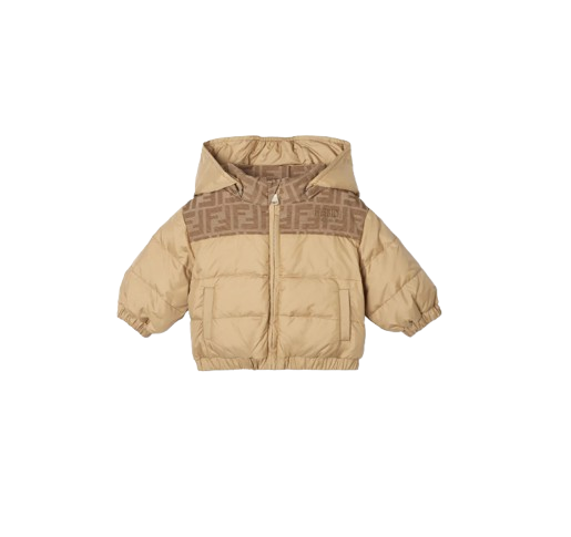 Giubbino per neonato Fendi Kids beige con dettaglio con logo FF BUA113 AS56 F0QU5 FENDI KIDS 