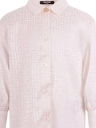 Camicia per bambino Balmain Kids bianca con stampa monogramma all-over BY5A30 S0192 102 BALMAIN KIDS 