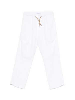 Paolo Pecora Kids White Cotton Cargo Pants with Drawstring