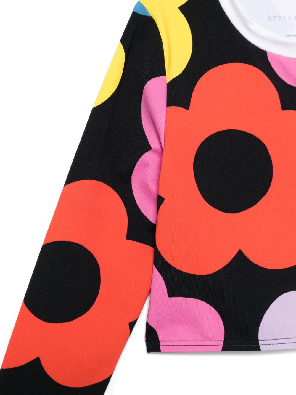 T-shirt con stampa floreale per bambina Stella McCartney Kids nera con design elasticizzato TV8C10 Z2028 930MC STELLA McCARTNEY KIDS 