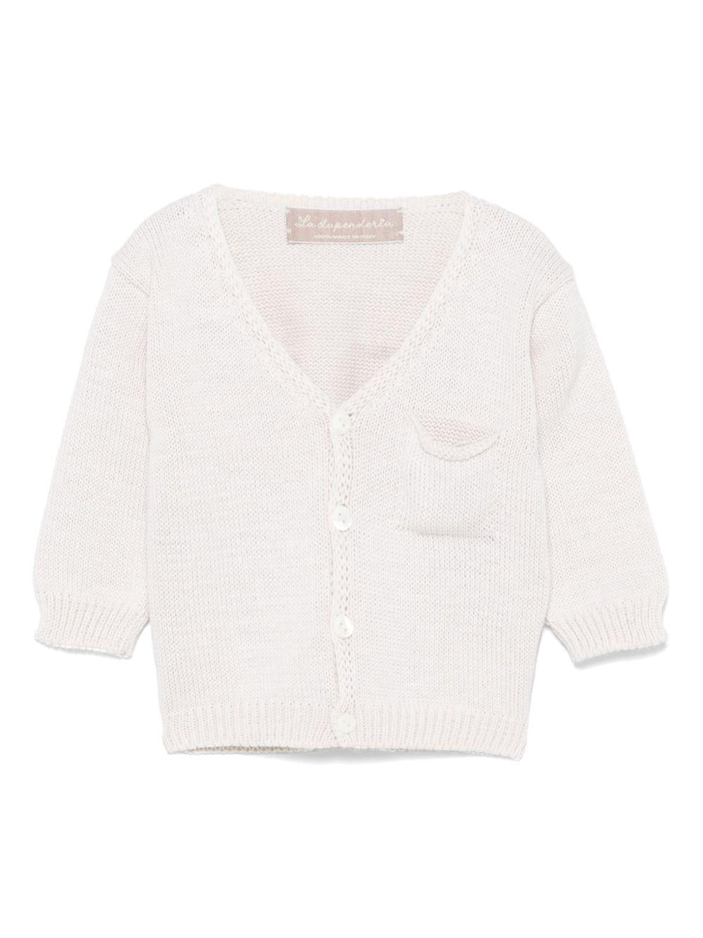 Cardigan per neonata La Stupenderia beige in cotone con tasca applicata sul petto SCCR71825 R49 LA STUPENDERIA 