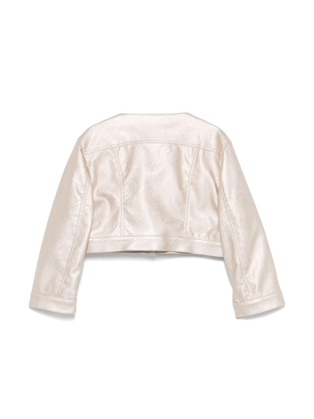 Giacca per bambina Colorichiari beige modello crop senza colletto FJ808178 3839 21 COLORICHIARI 