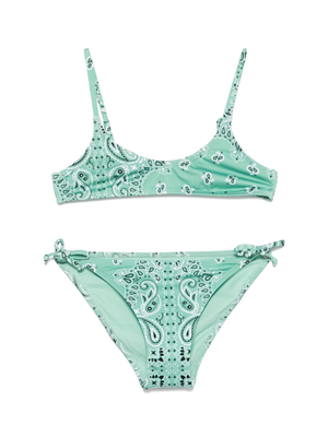Set bikini per bambina MC2 Saint Barth Kids Paloma Jr verde con stampa paisley