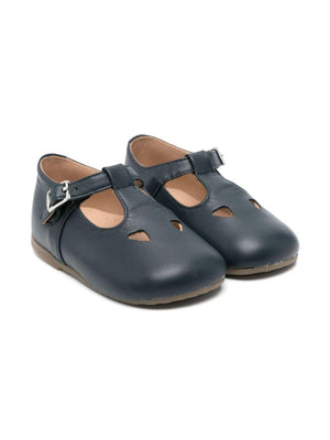 Eli1957 girls' blue leather sandals with side buckle fastening