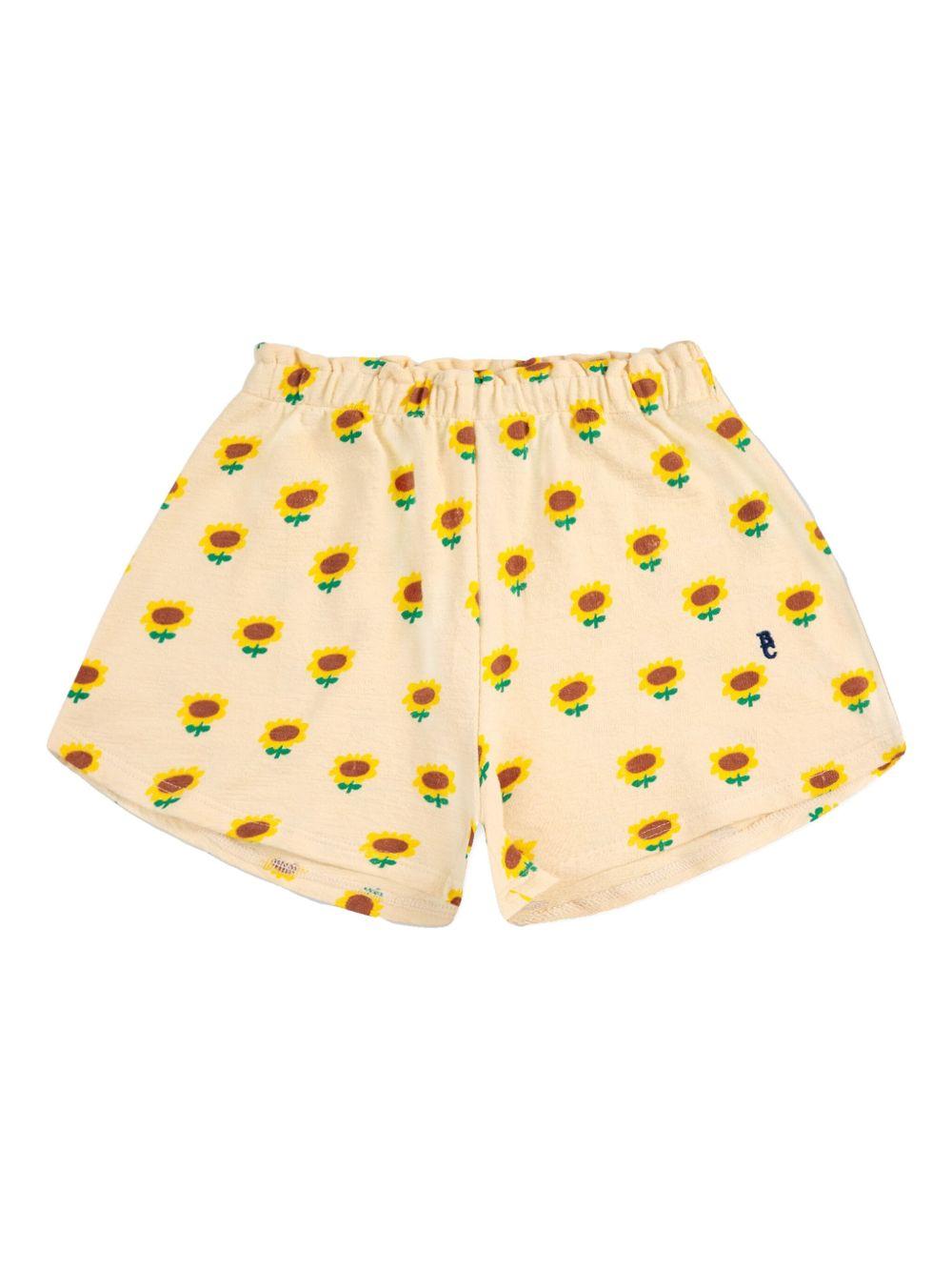 Shorts in cotone per bambina Bobo Choses beige con stampa girasole B125AC051 199 BOBO CHOSES 