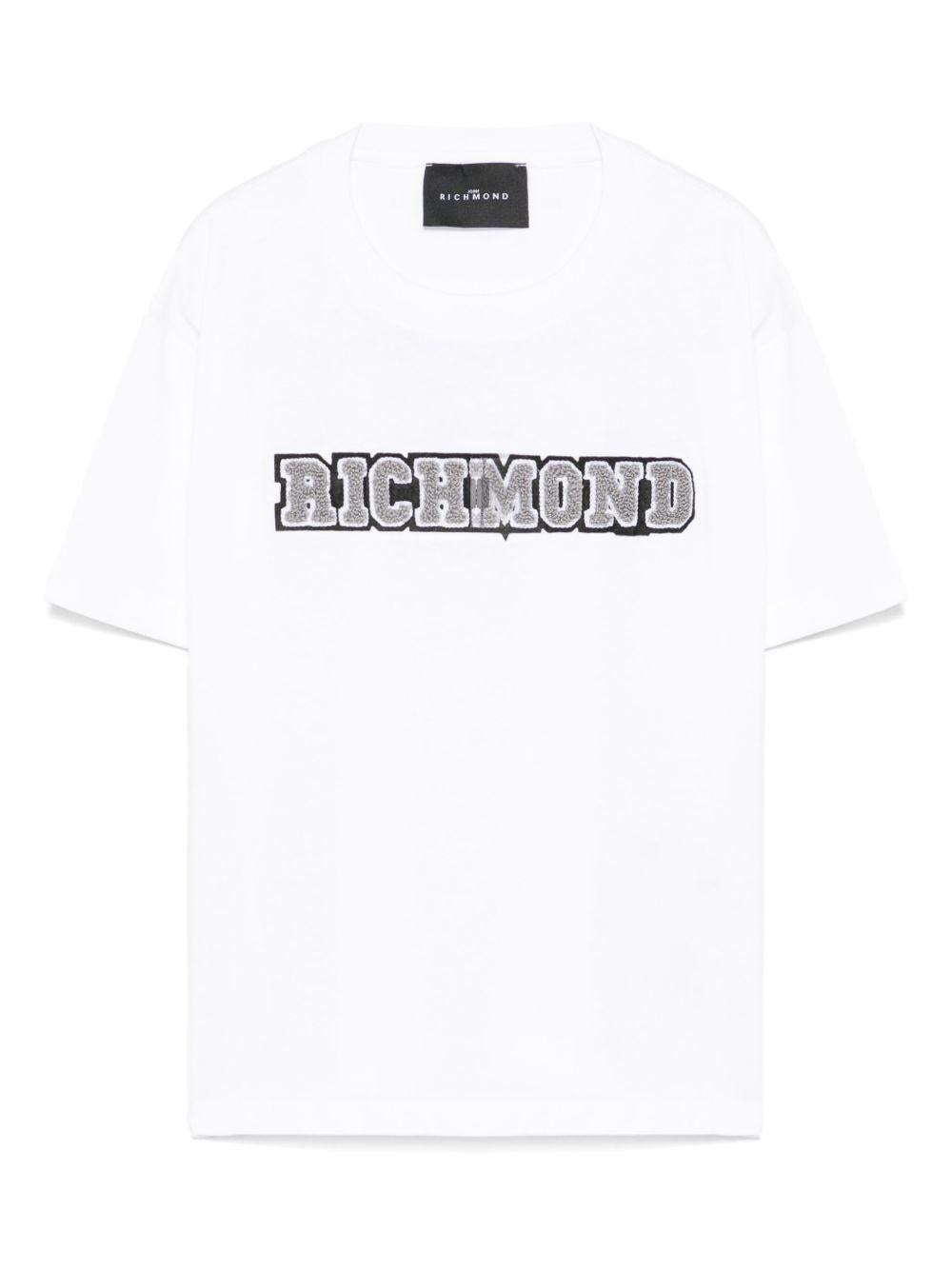 T-shirt per bambino John Richmond Junior bianco con applicazione frontale con logo RBP25178TS WHITE JOHN RICHMOND JUNIOR 