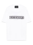 T-shirt per bambino John Richmond Junior bianco con applicazione frontale con logo RBP25178TS WHITE JOHN RICHMOND JUNIOR 