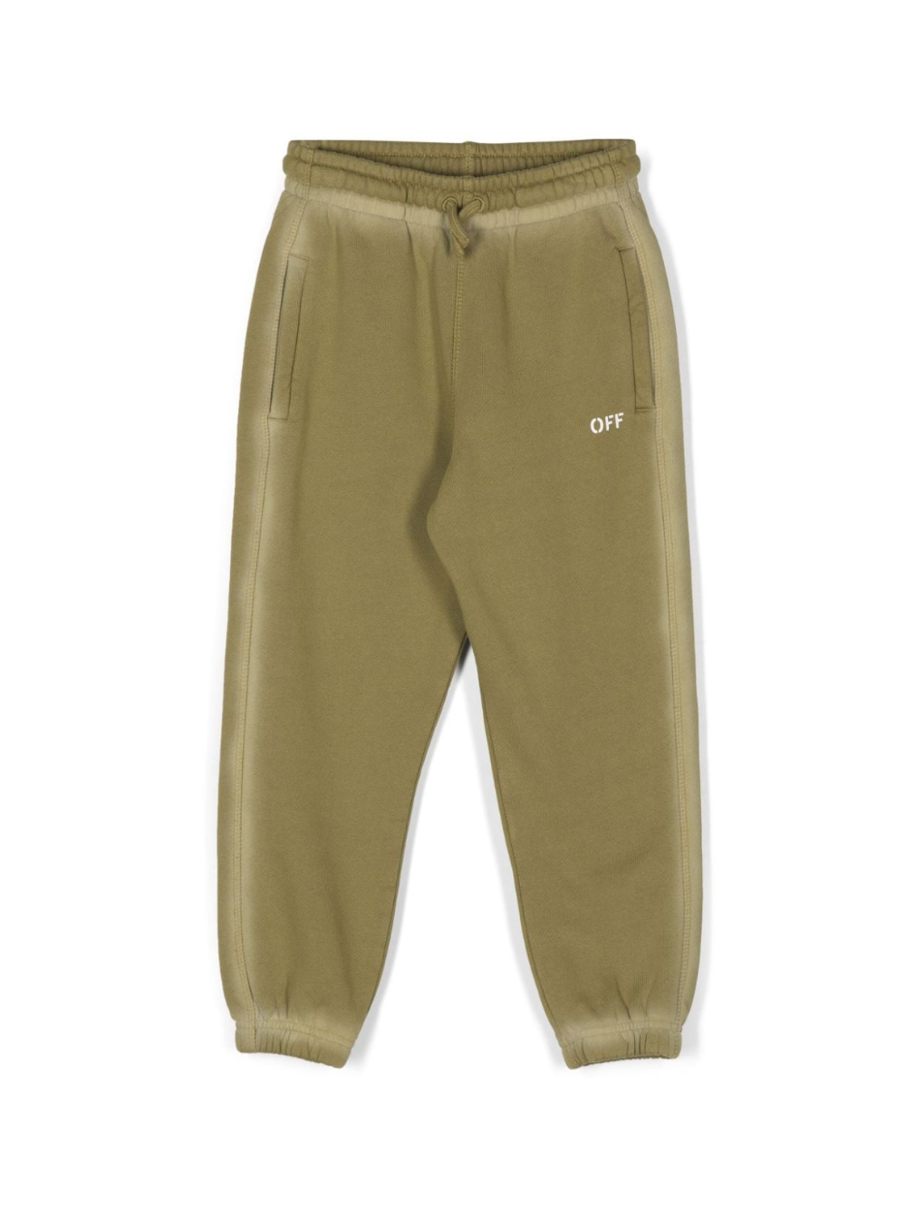 Pantaloni sportivi Off Stamp CL per bambino Off-White Kids verde con vita elasticizzata con coulisse interna OBCH001F24FLE001 5401 OFF WHITE KIDS 