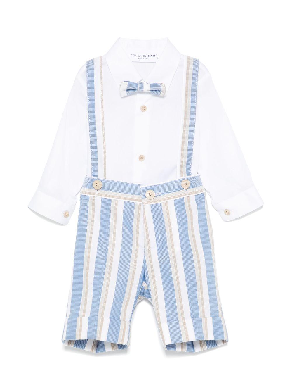 Set blazer, camicia e shorts per neonato Colorichiari beige e azzurro a righe MN508079 4834 26 COLORICHIARI 