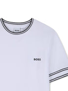 T-shirt per bambino Boss Kids bianco con logo sul petto J52981 10P BOSS KIDS 