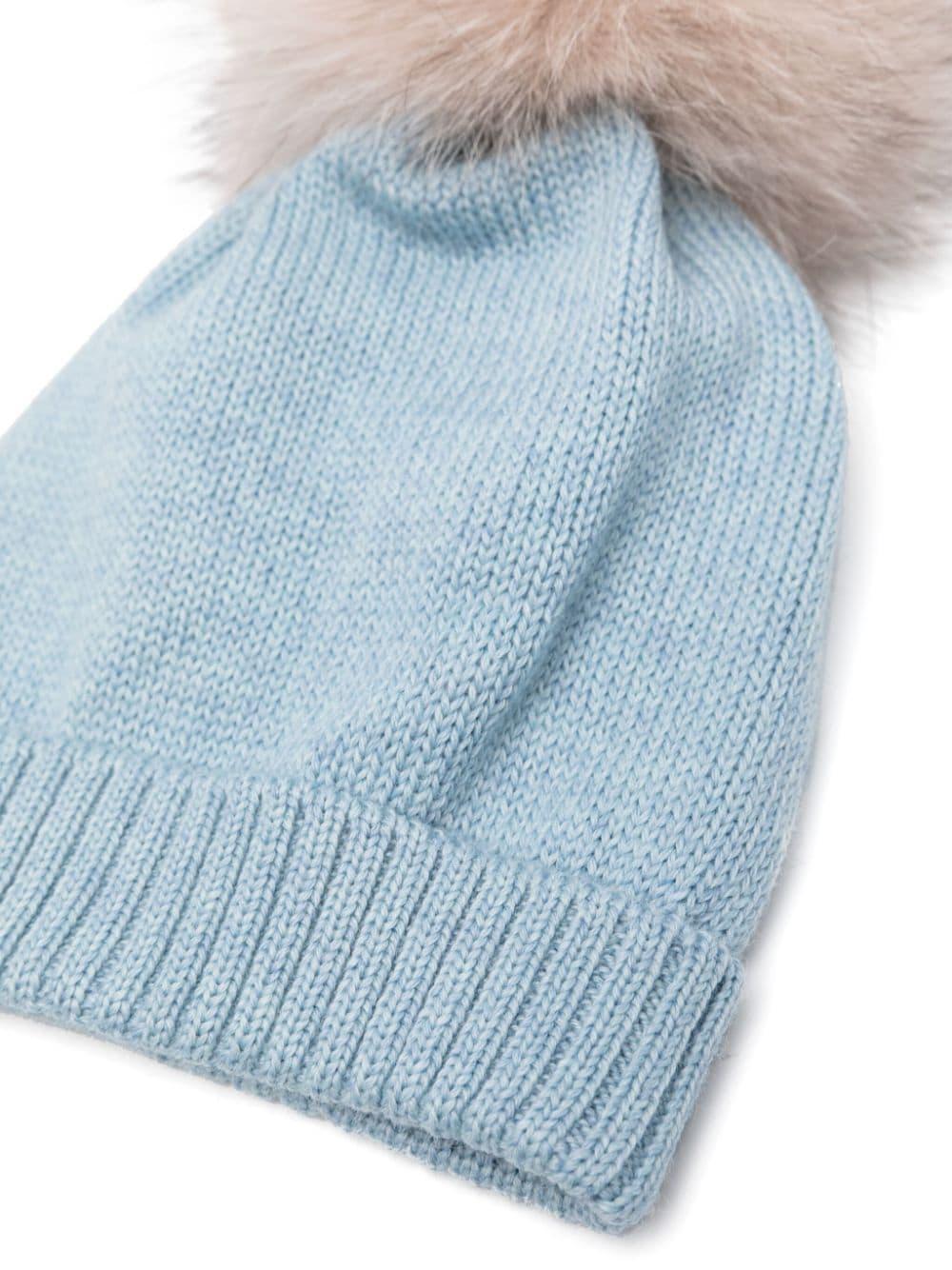 Berretto con pompon per neonata Colorichiari azzurro con tesa con piega MN7878972088 6828 COLORICHIARI 