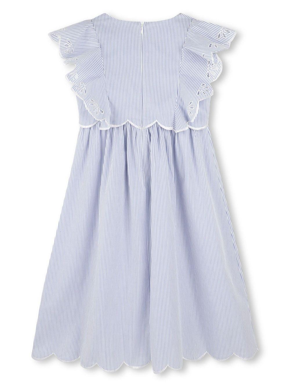 Abito a righe per bambina Chloé Kids azzurro con scollo rotondo C20446 N48 CHLOE' KIDS 