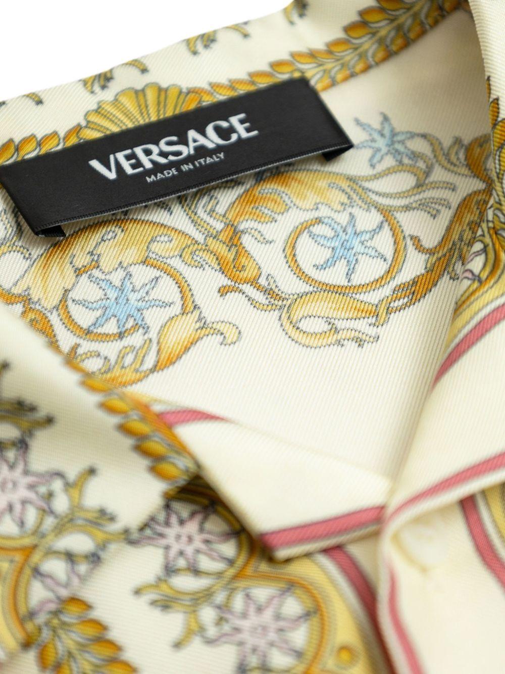 Camicia in seta per bambino Versace Kids beige con stampa grafica all-over 10186971A15237 5K640 VERSACE KIDS 