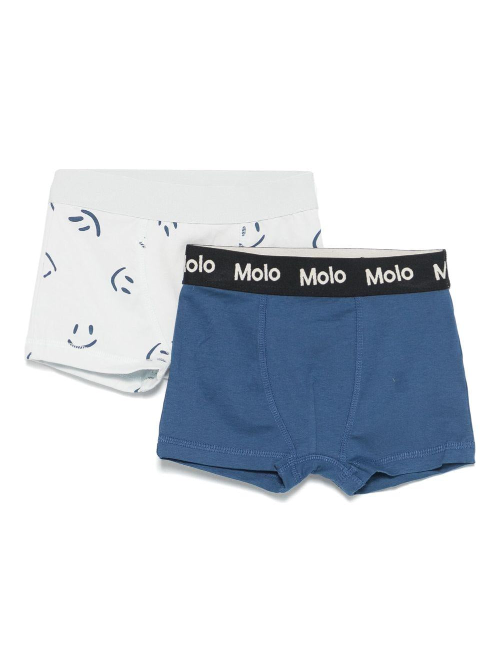 Set di due boxer per bambino Molo blu Justin con vita elasticizzata con logo 1S25Q201 9353 MOLO 