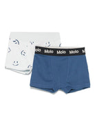 Set di due boxer per bambino Molo blu Justin con vita elasticizzata con logo 1S25Q201 9353 MOLO 