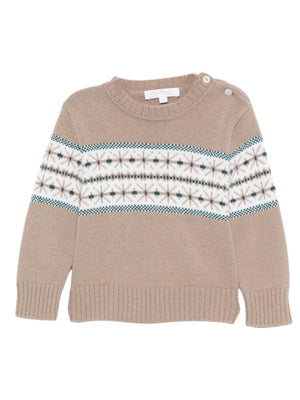 Mariella Ferrari beige baby sweater with embroidered decoration