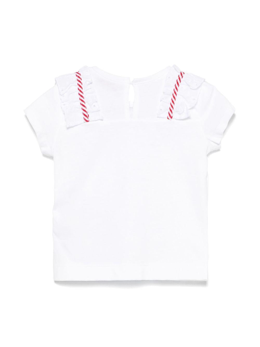 T-shirt Sangallo per neonata Monnalisa bianco con dettaglio fiocco 31E616 5203 0099 MONNALISA 