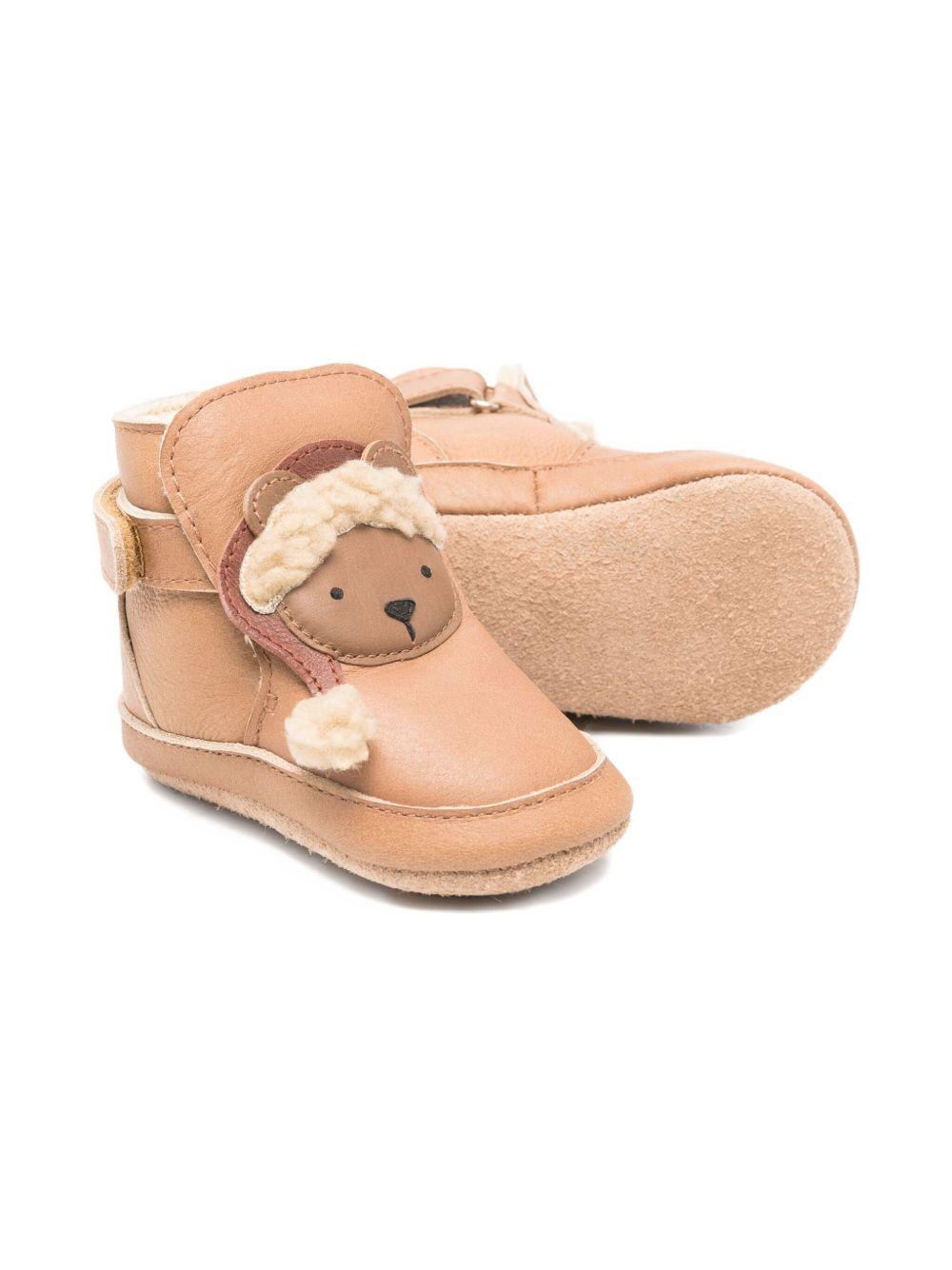 Scarpine per neonati Donsje beige con applicazione orso di Natale 1035707 LE19S DONSJE 