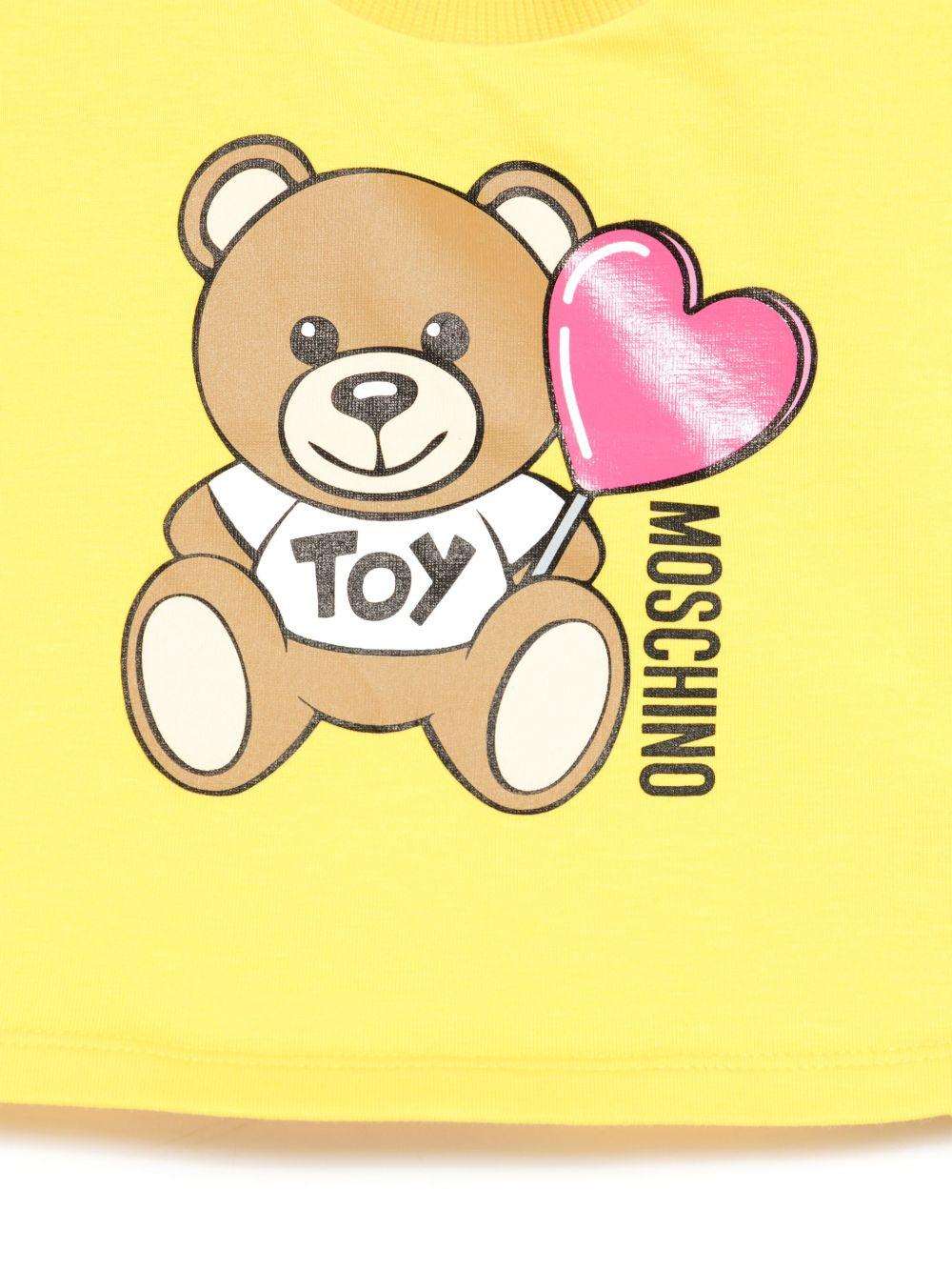 T-shirt Teddy Bear per neonata Moschino Kids giallo con stampa sul davanti MDM03JLBA00 50577 MOSCHINO KIDS 