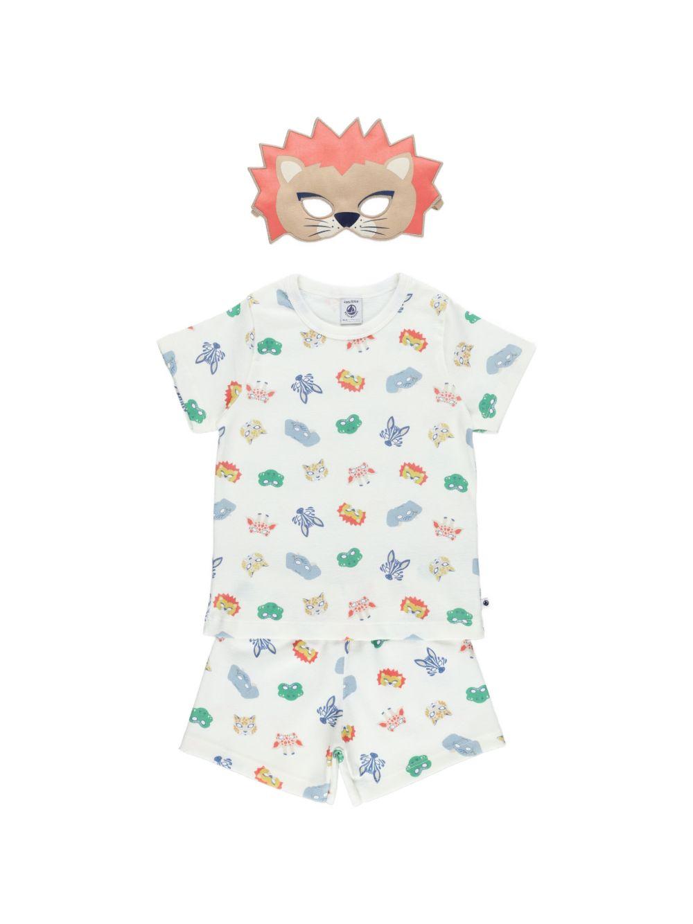 Set di tre pezzi pigiama per bambino Petit Bateau bianco con stampa animali A0F6P 01 PETIT BATEAU 