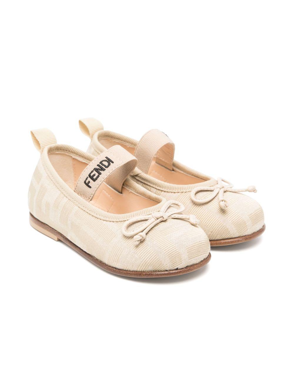 Ballerina per bambina Fendi Kids beige con monogramma FF all-over JFR377 AOTC F1R7I FENDI KIDS 