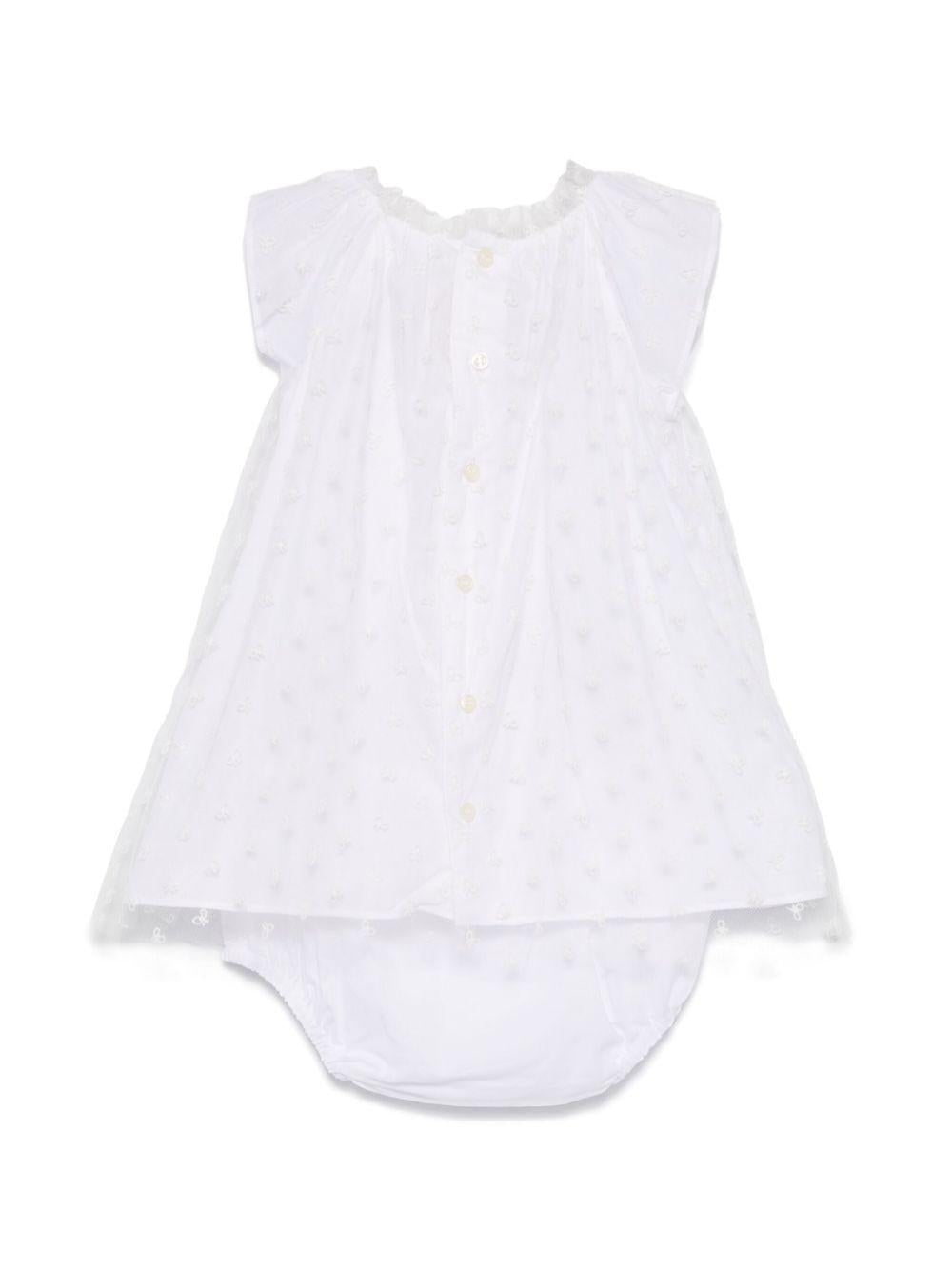 Abito per neonata Bonpoint nuage bianco con rifinitura con ruches S05XDRW00007 000 BONPOINT 