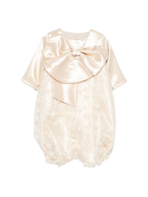 A'lapage ecru dress for girls with bow detail on the front