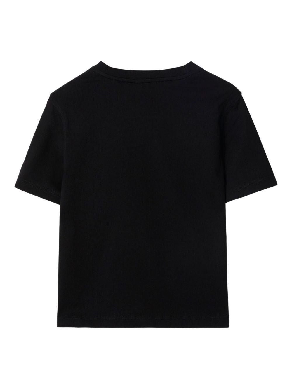 T-shirt per bambino Burberry Kids nero con applicazione a quadri 8108602 A1189 BURBERRY KIDS 