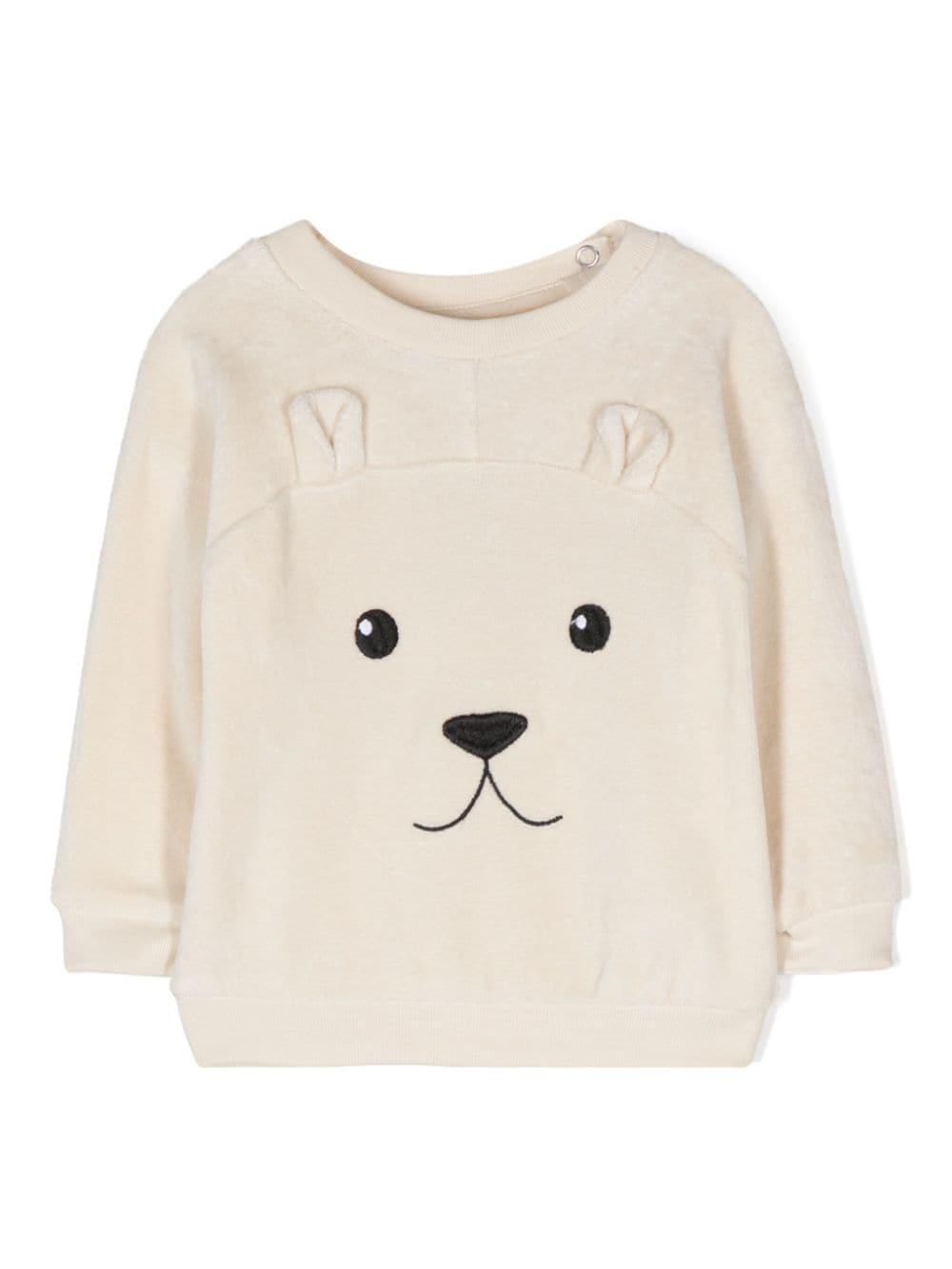 Felpa per neonati Molo Deary beige con applicazione con orecchie da animale 6W24J208 8955 MOLO 