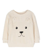Felpa per neonati Molo Deary beige con applicazione con orecchie da animale 6W24J208 8955 MOLO 